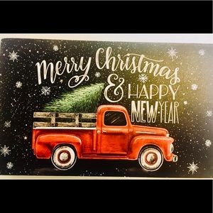 Merry Christmas Red Truck Wood Box Sign Farmhouse